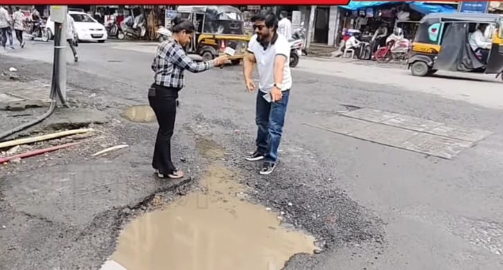 NCP’s Ghulam Nabi Farooqui Slams Civic Body Over Pothole Denial in Mira Road